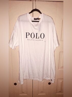 Ralph Lauren White Short Sleeve Tee with Black POLO Text